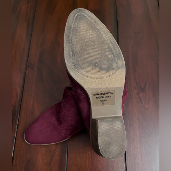 Festive Burgundy Suede Heeled Boots or Booties - Picture 3 of 4